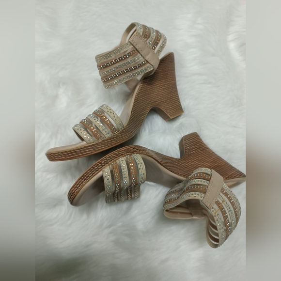 Catwalk Embellished Beige Heels - Picture 6 of 9